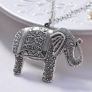 Jiaroswwei Charm Elegant Fashion Elephant Pendant Sweater Chain Retro Silver Color Necklace